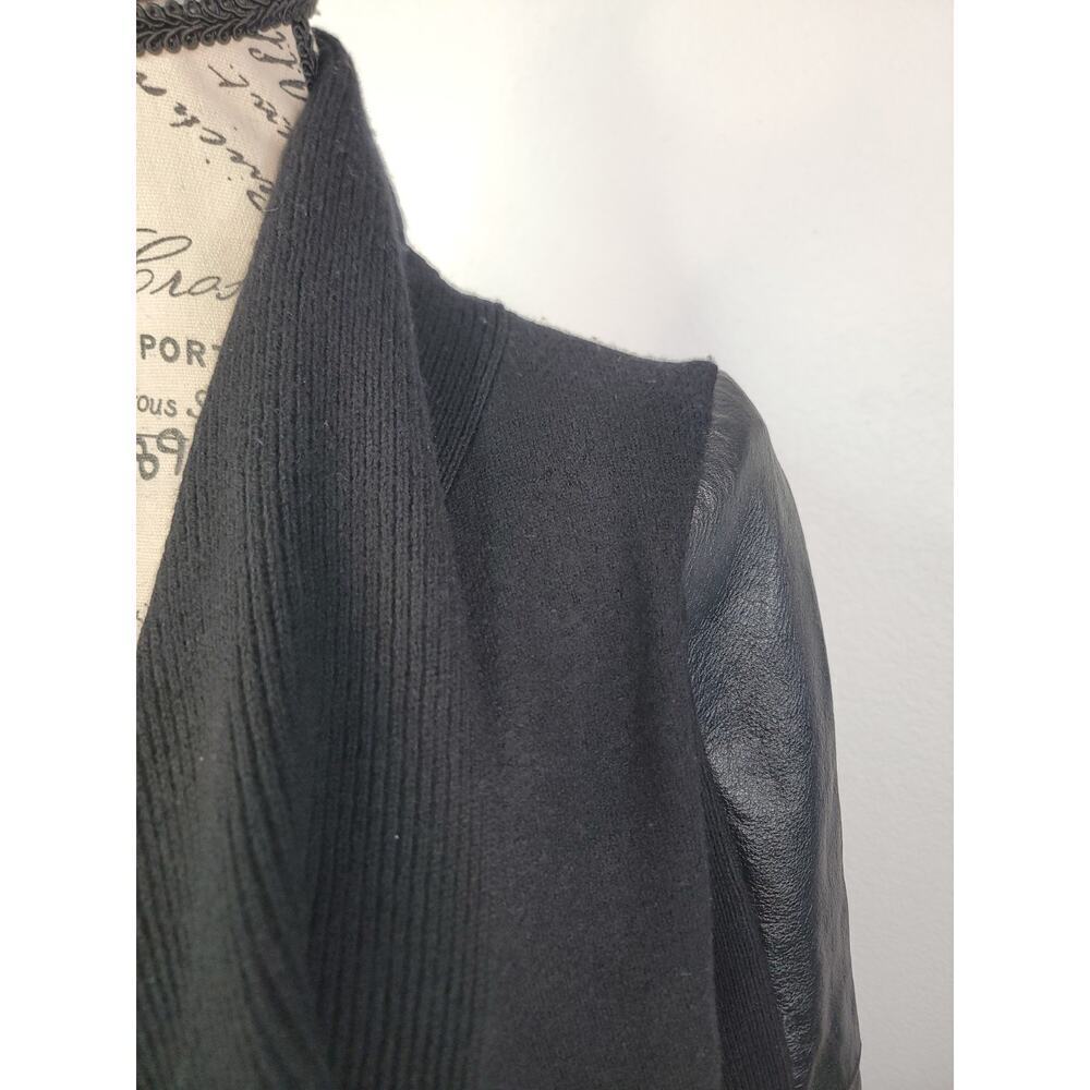 AllSaints Lucia Merino Wool And Leather Cardigan Sz M Relaxed Fit Black - Picture 5 of 14